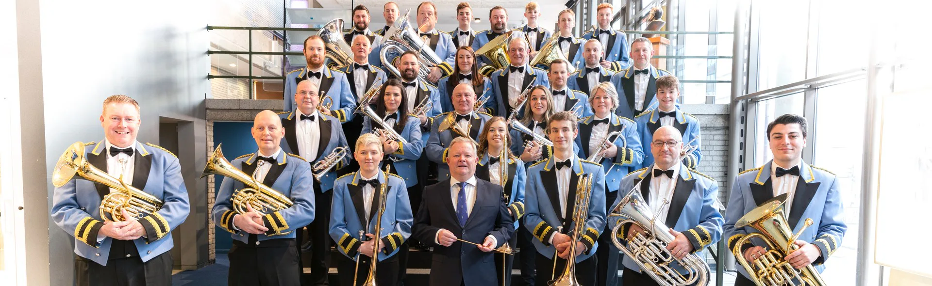 The Fairey Band in formal concert formation
