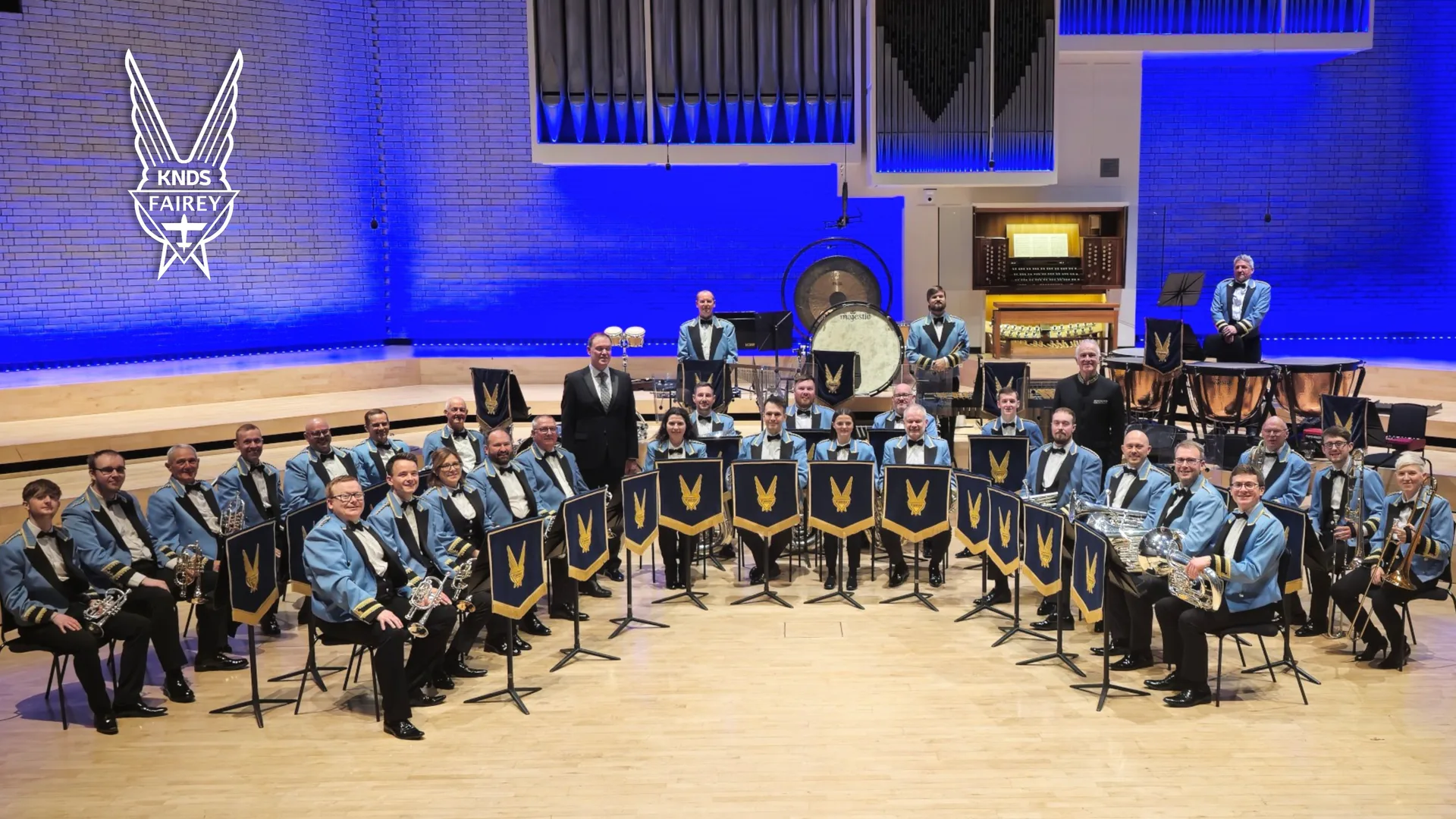 The KNDS Fairey Band in concert formation at the Royal Northern College of Music in 2024