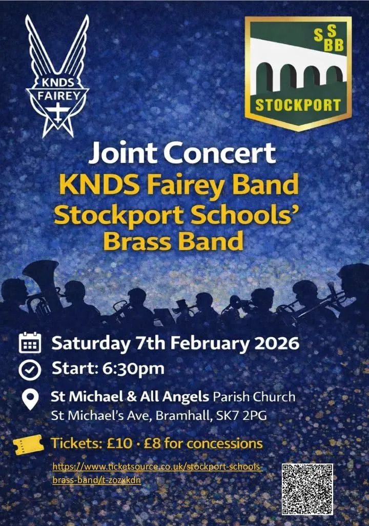 Photograph shared by The KNDS Fairey Band with its update, “We are really looking forward to this weekend’s joint concert with SSBB, celebrating banding…”.