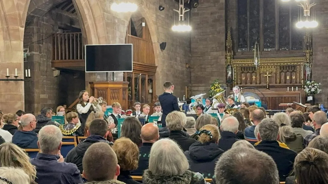 Photograph shared by The KNDS Fairey Band with its update, “We had a brilliant night of music on Saturday as we joined forces with the Stockport…”.